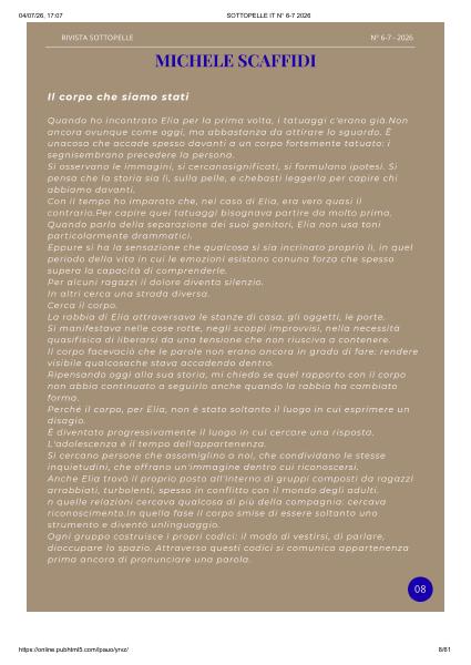 Anteprima della pubblicazione Il corpo che siamo stati