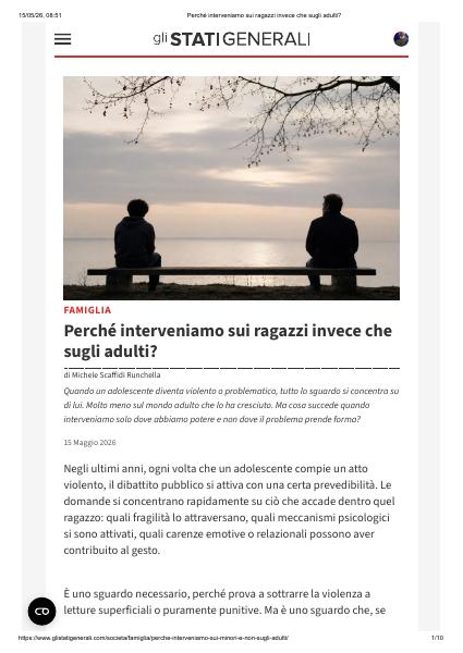 Anteprima della pubblicazione Perché interveniamo sui ragazzi invece che sugli adulti?