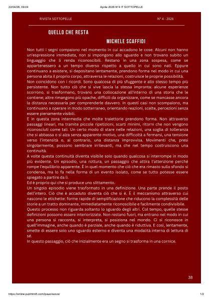 Anteprima della pubblicazione Quello che resta